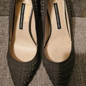 French Connection Black Studded Pumps